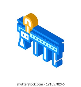 Sägezentren isometrische Icon Vektorgrafik. Sägemittelzeichen einzelne Symbolillustration