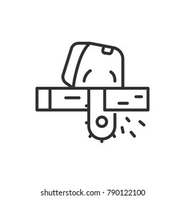 sawing chainsaws chainsaw. linear icon. Line with Editable stroke