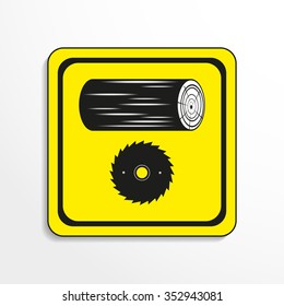 Sawing logs. Vector icon.