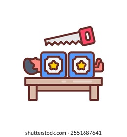 Sawing Person Palm Reading Filled Icons , Vector illustration