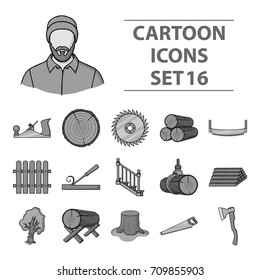 Sawmil and timber set icons in monochrome style. Big collection of sawmill and timber vector symbol stock illustration