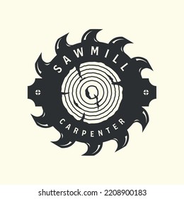 sawmill carpenter vintage logo vector template illustration design