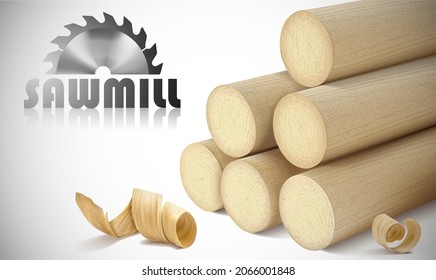 Sawmill concept banner. Vector illustration.