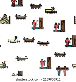 Sawmill Cut Service Vector Seamless Pattern Thin Line Illustration