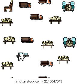 Sawmill Cut Service Vector Seamless Pattern Thin Line Illustration
