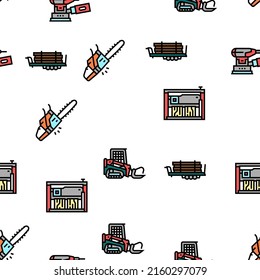 Sawmill Cut Service Vector Seamless Pattern Thin Line Illustration