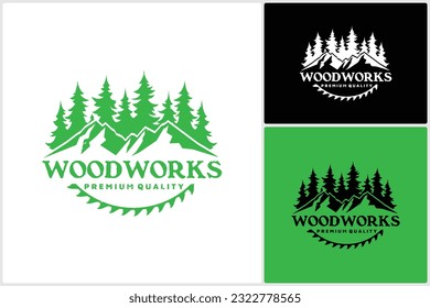 Sawmill Emblem Logo Vector for Carpentry, Woodworkers, Lumberjack, Sawmill Service