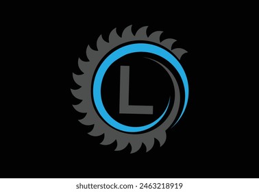 Sawmill emblem logo vector for carpentry,with latter L