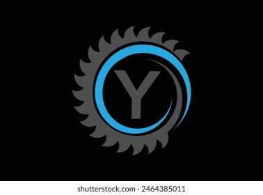 Sawmill emblem logo vector for carpentry,with latter Y