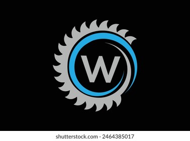 Sawmill emblem logo vector for carpentry,with latter W