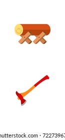 Sawmill and firefighting icon set