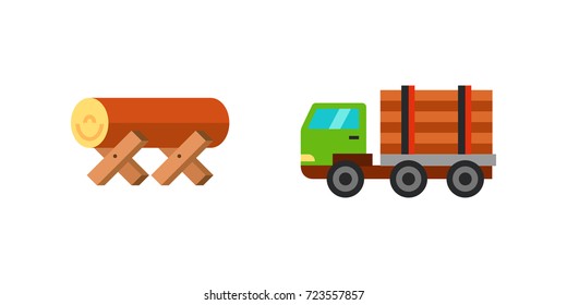 Sawmill and firefighting icon set