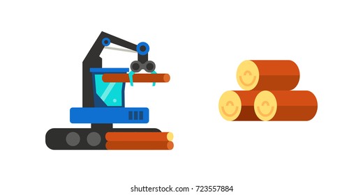 Sawmill and firefighting icon set