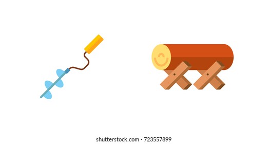 Sawmill and firefighting icon set