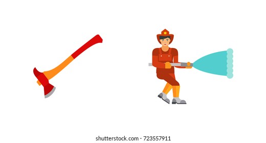Sawmill and firefighting icon set