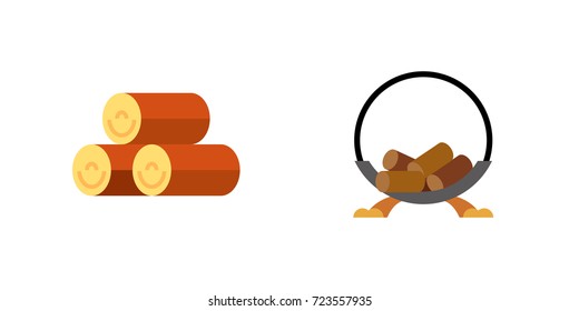 Sawmill and firefighting icon set