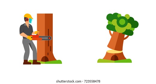 Sawmill and firefighting icon set