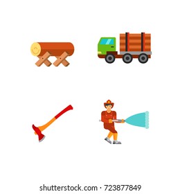 Sawmill and firefighting icon set
