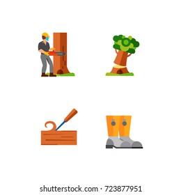 Sawmill and firefighting icon set