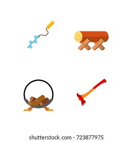 Sawmill and firefighting icon set