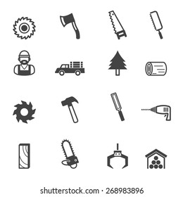 sawmill icons, mono vector symbols