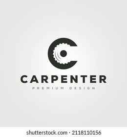 Sägewerk Buchstabe c Logo Vektorgrafik Design, minimalistisches Logo-Design des Zimmermanns