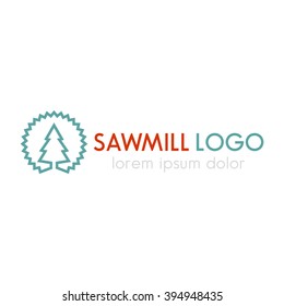 Sawmill logo line design template, sawmill sign, vector illustration