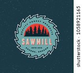 sawmill logo. retro styled woodwork emblem, badge, design elements, logotype template. vector illustration