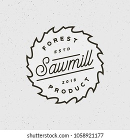 sawmill logo. retro styled woodwork emblem, badge, design elements, logotype template. vector illustration