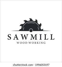 sawmill logo vintage vector illustration icon template design. carpentry tool and equipment logo for professional carpenter company logo concept emblem design