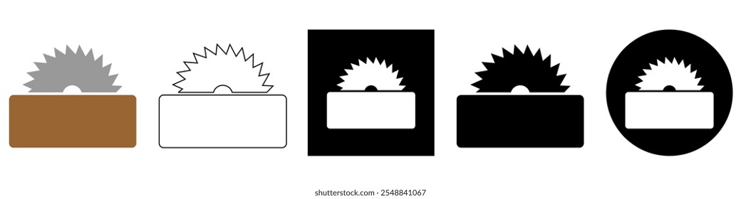 sawmill lumberjack, carpentry's shop or wood workshop vector pictogram sign icon symbol ui and ux design, glyphs and stroke line