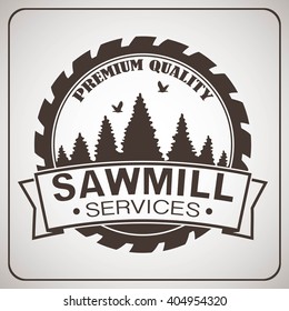 Sawmill services vintage design logo