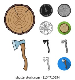 Sawmill and Timber cartoon,black,flat,monochrome,outline icons in set collection for design. Hardware and Tools vector symbol stock web illustration.