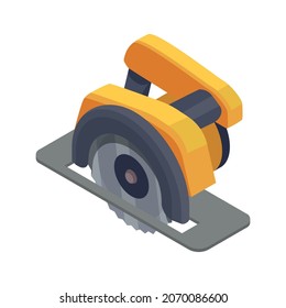 Sawmill timber mill lumberjack isometric composition with isolated image of angle grinder vector illustration