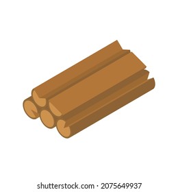 Sawmill timber mill lumberjack isometric composition with pieces of wood lying in bunch vector illustration