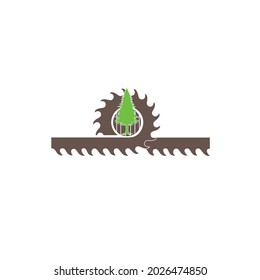 Sawmill with tree logo for construction, building