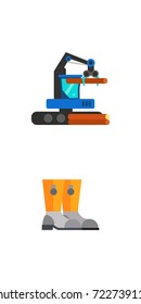 Sawmill and wood icon set