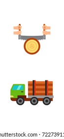 Sawmill and wood icon set