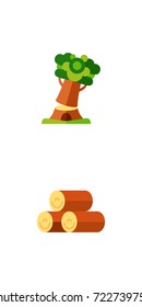 Sawmill and wood icon set