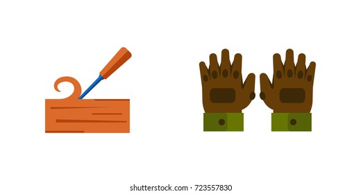 Sawmill and wood icon set