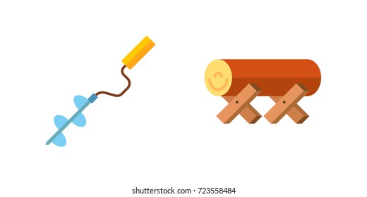 Sawmill and wood icon set