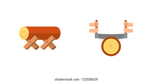 Sawmill and wood icon set