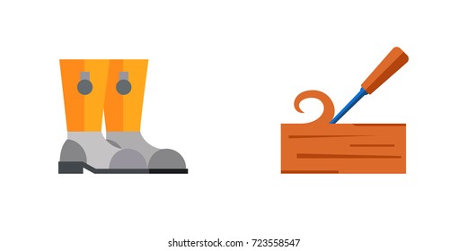 Sawmill and wood icon set