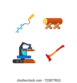 Sawmill and wood icon set