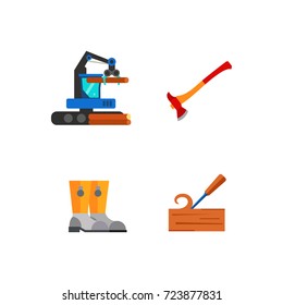 Sawmill and wood icon set