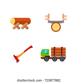 Sawmill and wood icon set