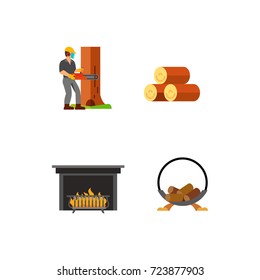 Sawmill and wood icon set