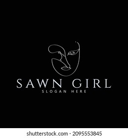 SAWN AND BEAUTY GIRL LINE ART LOGO