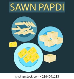 SAWN PAPDI INDIAN Süßigkeiten Vektorgrafik.
