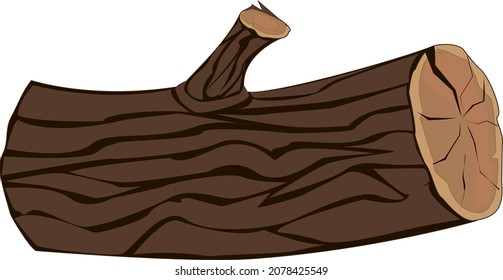sawn wooden log with a twig